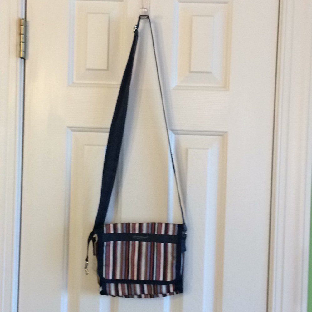 Eddie Bauer navy striped crossbody bag